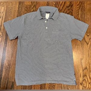 PATAGONIA Blue & White Striped Organic Cotton Polo Shirt Size: M.  Made in USA